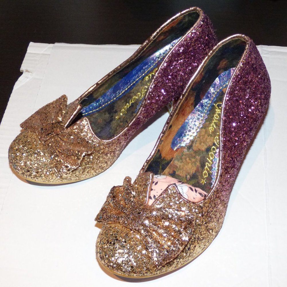 Irregular Choice Fancy That / Razzle Dazzle Pink Gold Glitter Shoes EU 38 / UK 5